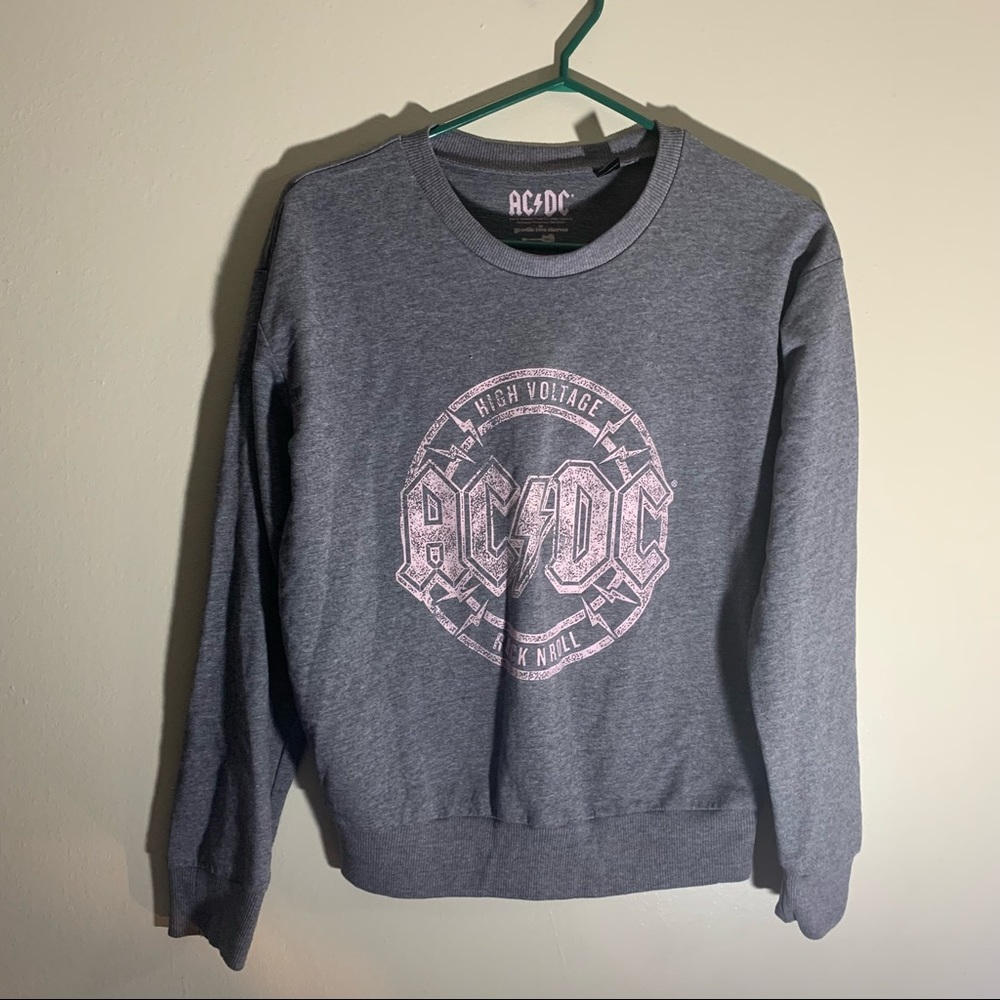 AC/DC Pink and Gray Crew Neck Sweater